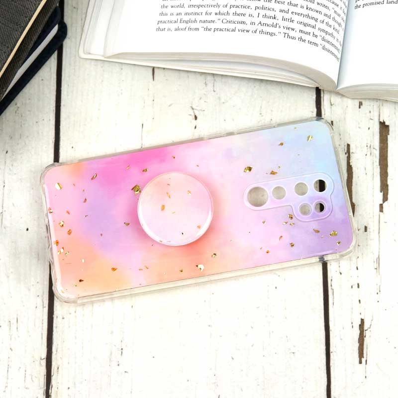 قاب محافظ لنزدار رزین طرح آبرنگی پاپ سوکت دار Xiaomi Redmi Note 8 Pro