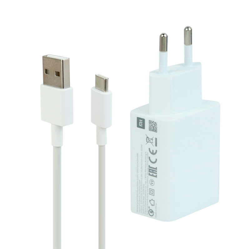 شارژر دیواری فست شارژ Xiaomi Redmi Note 9 QC3 3A PD 22.5W سرجعبه + کابل Type-C و جعبه گوشی