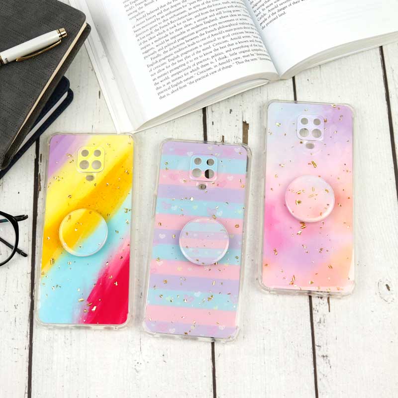 قاب محافظ لنزدار رزین طرح آبرنگی پاپ سوکت دار Xiaomi Redmi Note 9s / Note 9 Pro