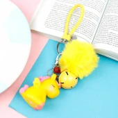 جا کلیدی سیلیکونی یونیکورن جغجغه ای پوم پوم زرد