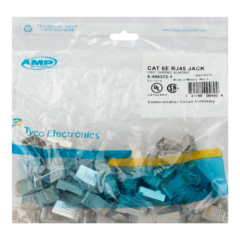 سوکت AMP CAT6 FTP بسته 100 عددی