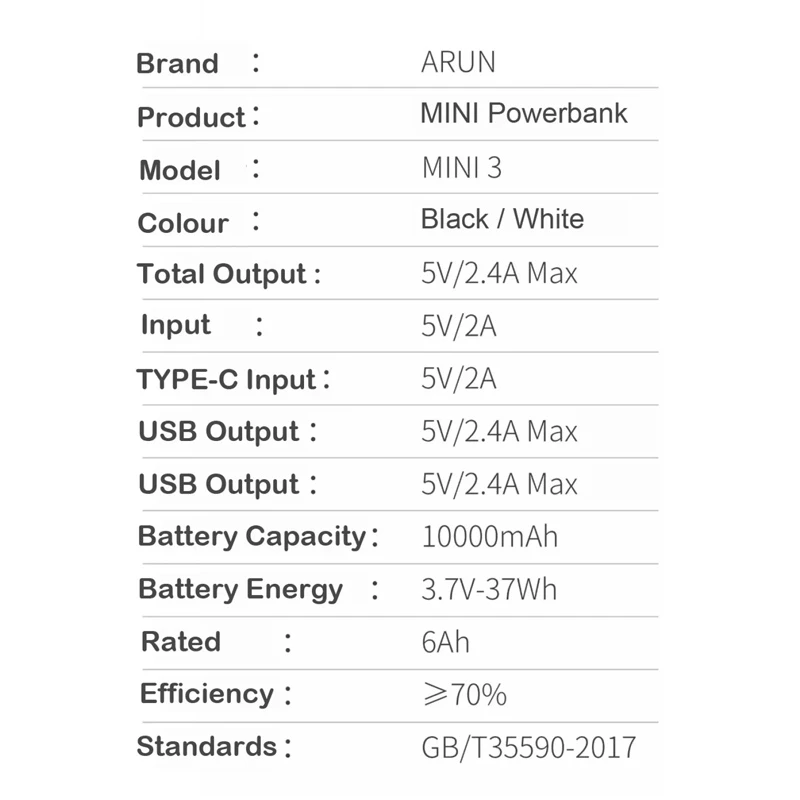 پاوربانک 10000 آران Arun Mini 3