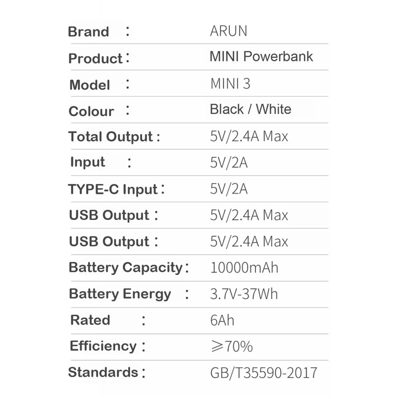پاوربانک 10000 آران Arun Mini 3