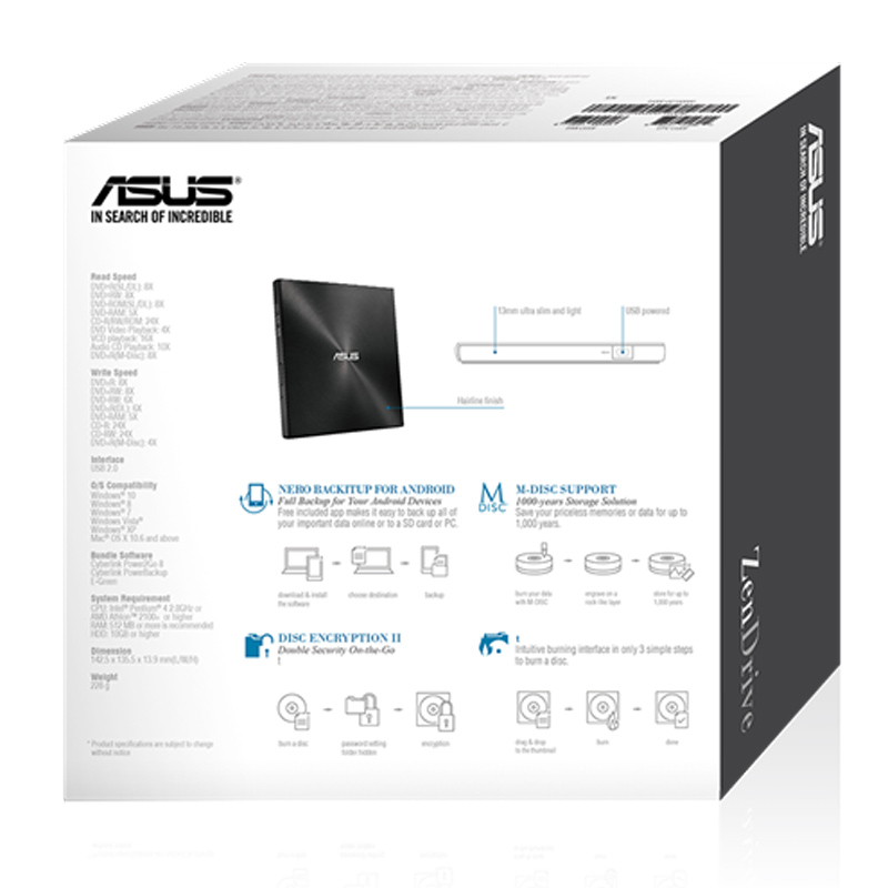 DVD رایتر اکسترنال ایسوس Asus ZenDrive 08U9M