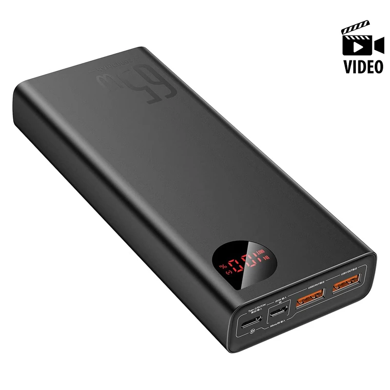 پاور بانک فست شارژ باسئوس Adaman Metal PPIMDA-D QC3 PD 65W ظرفیت 20000 میلی آمپر ساعت
