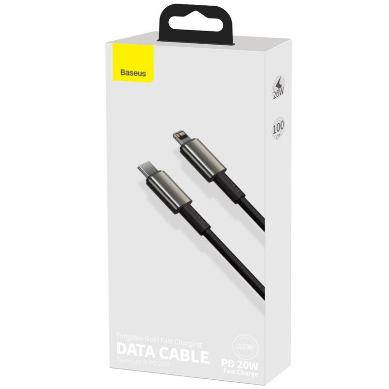 کابل تبدیل فست شارژ Baseus Tungsten Gold CATLWJ-01 Type-C to Lightning PD 1m