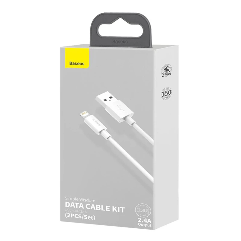 کابل آیفونی Baseus TZCALZJ-02 2.4A 1.5m بسته 2 عددی