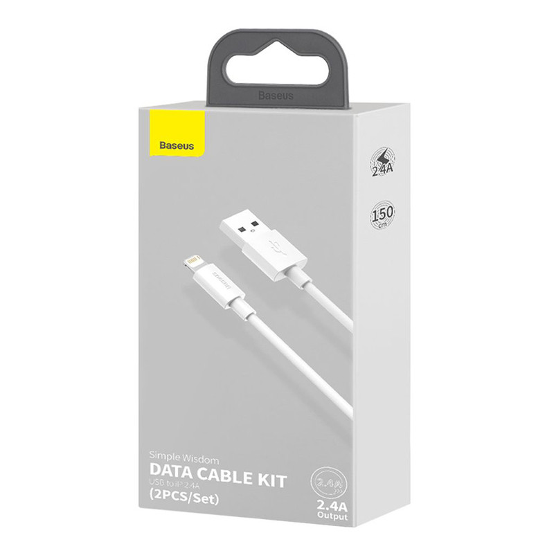 کابل آیفونی Baseus TZCALZJ-02 2.4A 1.5m بسته 2 عددی