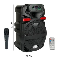 اسپیکر چمدانی بلوتوثی رم و فلش خور Buli ZQS-12105 + میکروفون و ریموت کنترل