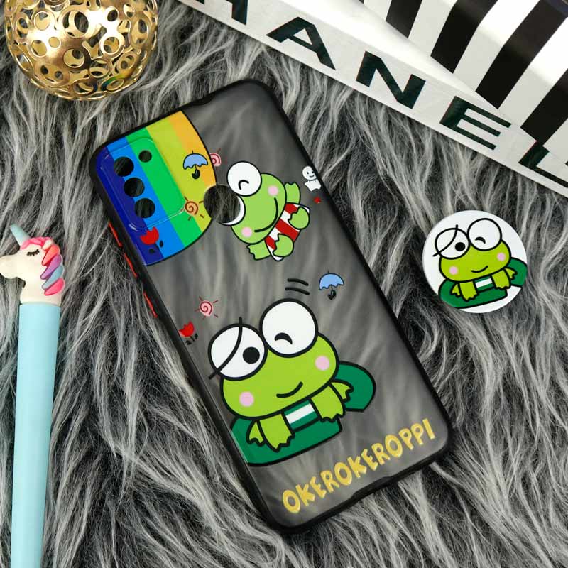 قاب PC مات فانتزی محافظ لنز دار + پاپ سوکت طرح قورباغه Samsung Galaxy A11