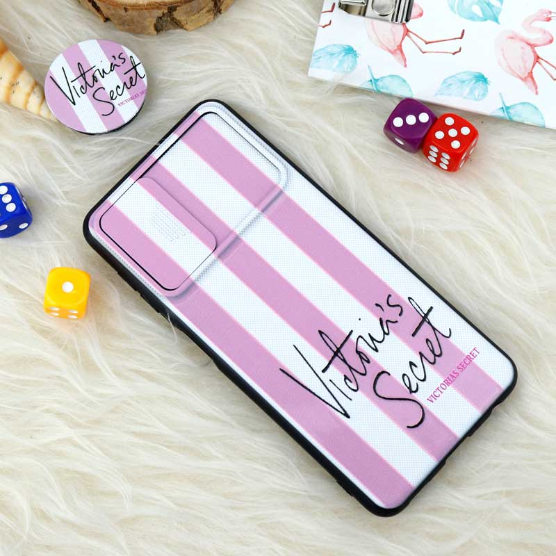 قاب طرحدار محافظ لنز دار کشویی + پاپ سوکت طرح ویکتوریا سامسونگ A22 4G