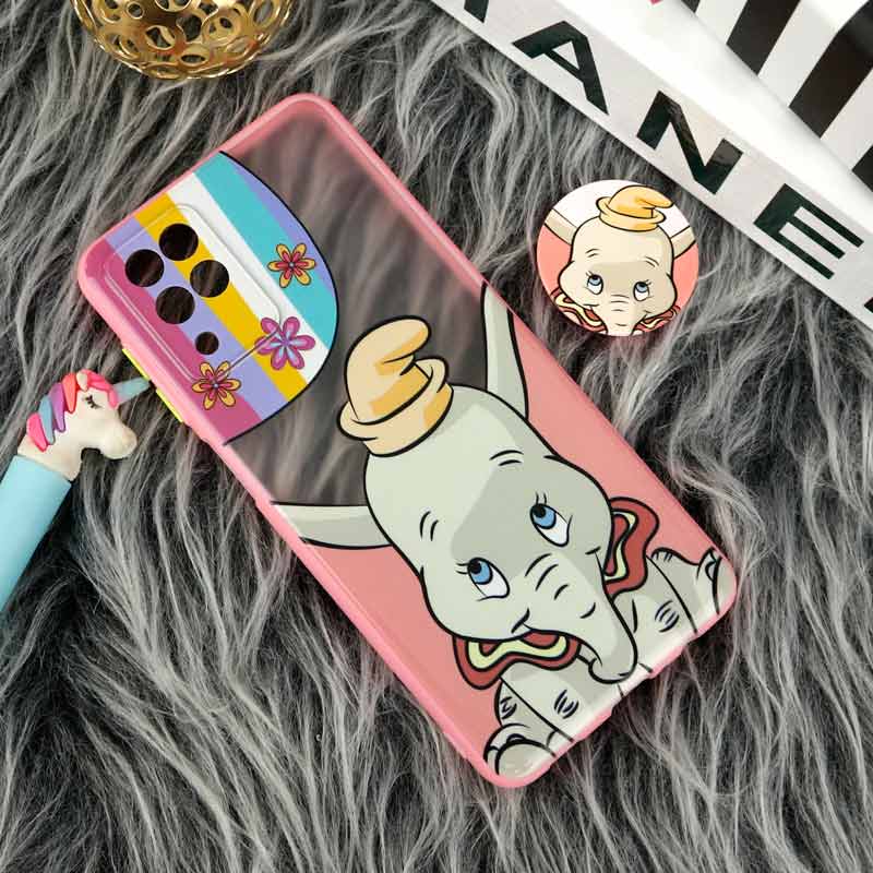 قاب PC سامسونگ Galaxy A12 طرح دامبو پشت مات سوکت دار محافظ لنزدار