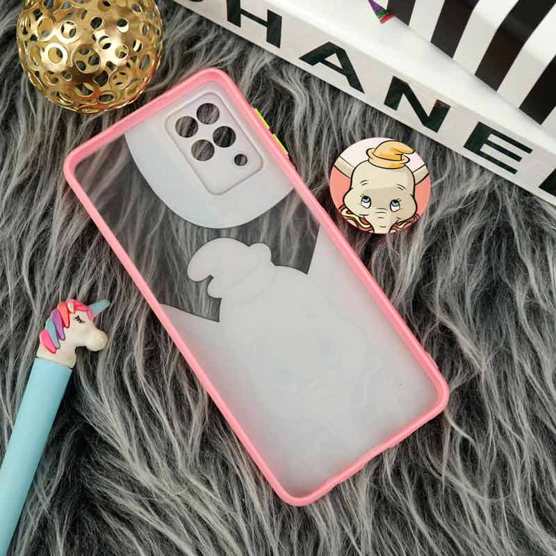 قاب PC سامسونگ Galaxy A12 طرح دامبو پشت مات سوکت دار محافظ لنزدار