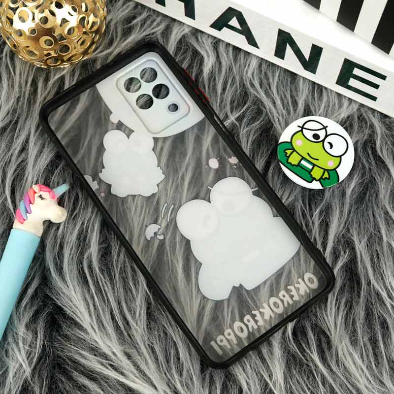 قاب PC سامسونگ Galaxy A12 طرح قورباغه پشت مات پاپ سوکت دار محافظ لنزدار