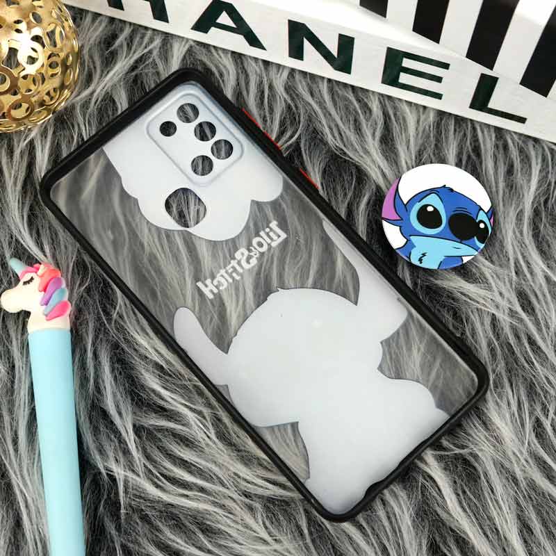 قاب PC سامسونگ Galaxy A21s طرح استیچ پشت مات پاپ سوکت دار محافظ لنزدار