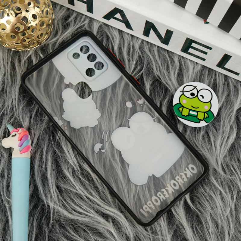 قاب PC مات فانتزی محافظ لنز دار + پاپ سوکت طرح قورباغه Samsung Galaxy A21s