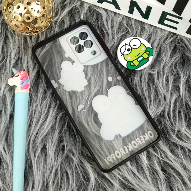 قاب PC سامسونگ Galaxy A22 4G طرح قورباغه پشت مات پاپ سوکت دار محافظ لنزدار