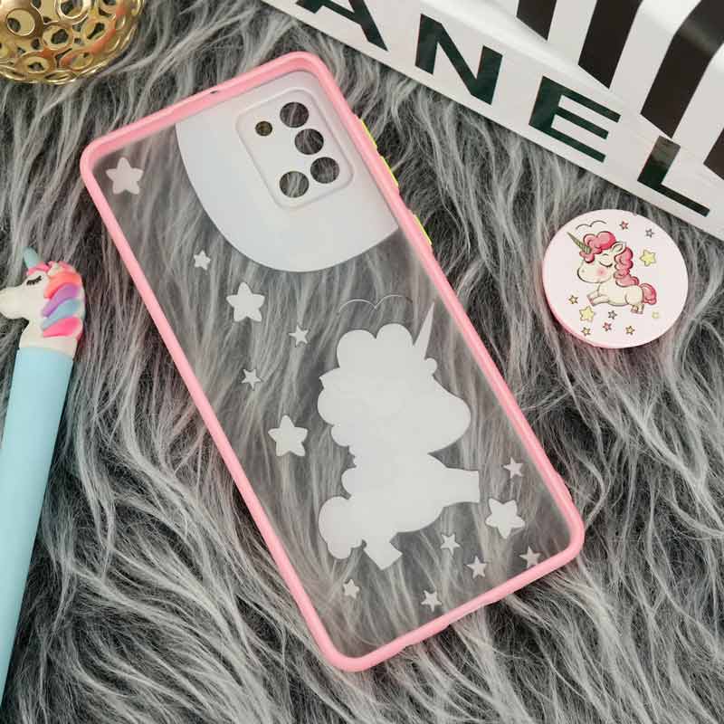 قاب PC مات فانتزی محافظ لنز دار + پاپ سوکت طرح یونیکورن Samsung Galaxy A31