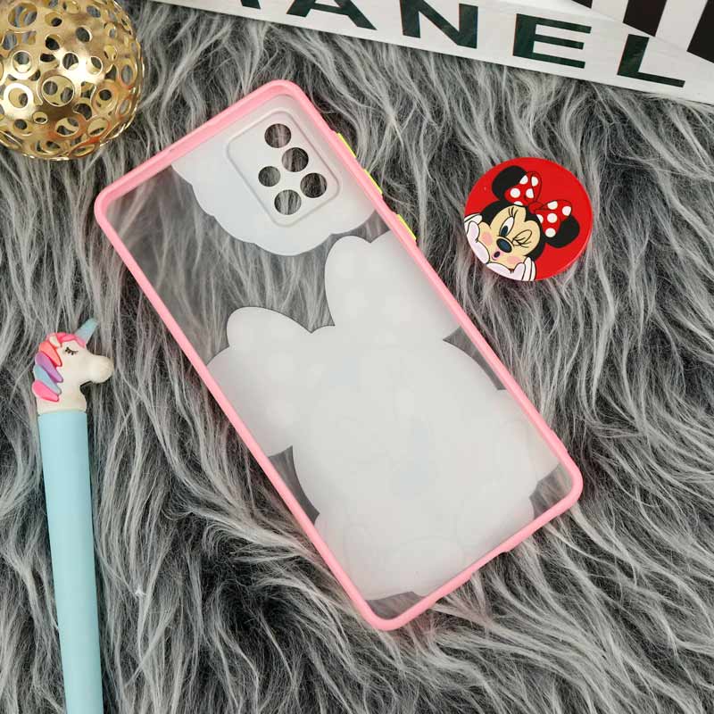 قاب PC سامسونگ Galaxy A71 طرح میکی موس پشت مات پاپ سوکت دار محافظ لنزدار