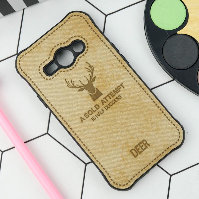 قاب چرمی سامسونگ Galaxy J1 Ace طرح گوزن محافظ لنزدار