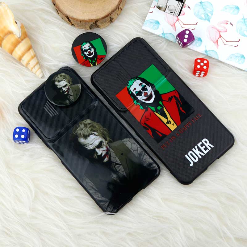قاب طرحدار محافظ لنز دار کشویی + پاپ سوکت طرح جوکر شیائومی Mi 11 Lite