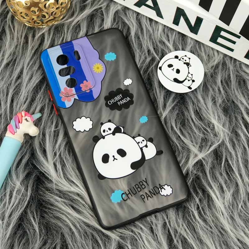 قاب PC مات فانتزی محافظ لنز دار + پاپ سوکت طرح پاندا Xiaomi Poco F3