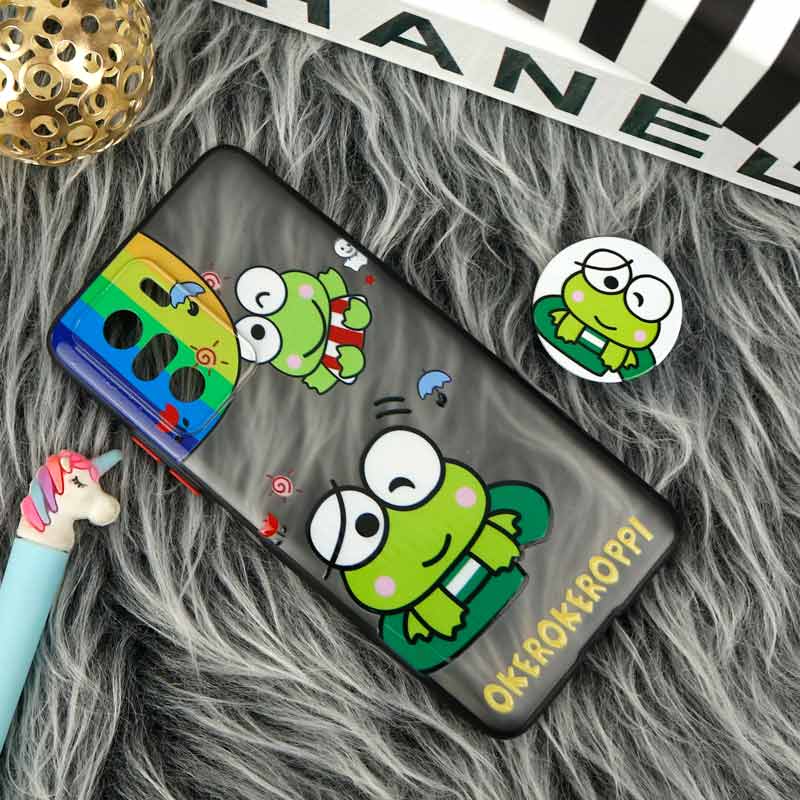 قاب PC مات فانتزی محافظ لنز دار + پاپ سوکت طرح قورباغه Xiaomi Poco F3