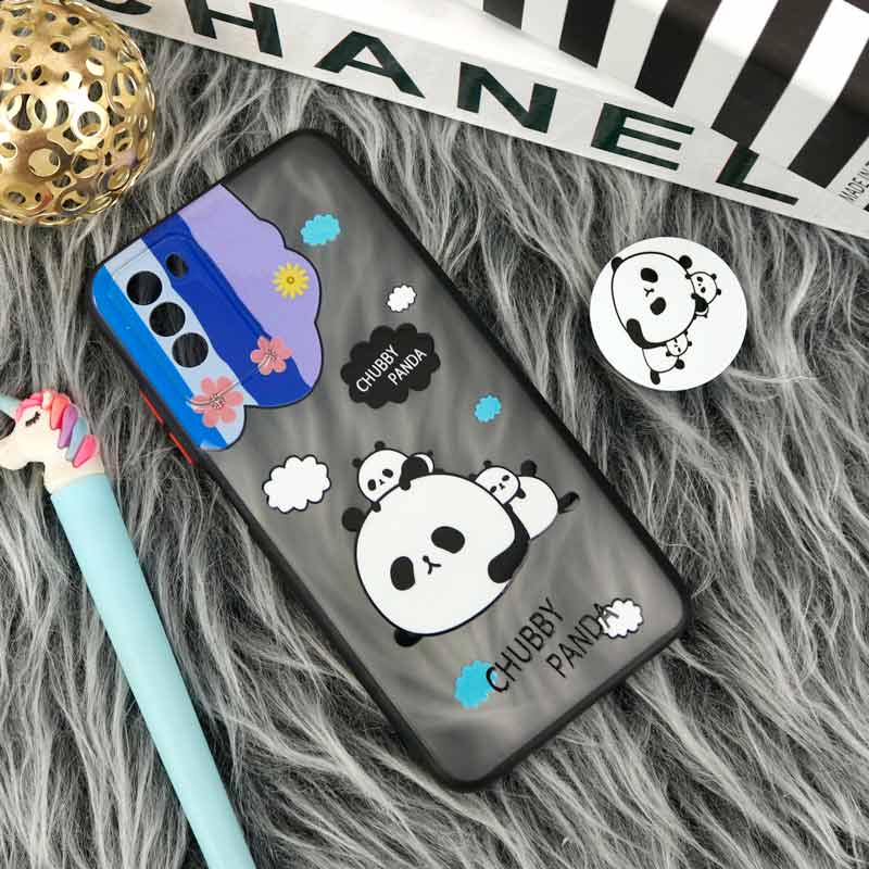قاب PC مات فانتزی محافظ لنز دار + پاپ سوکت طرح پاندا Xiaomi Poco M3