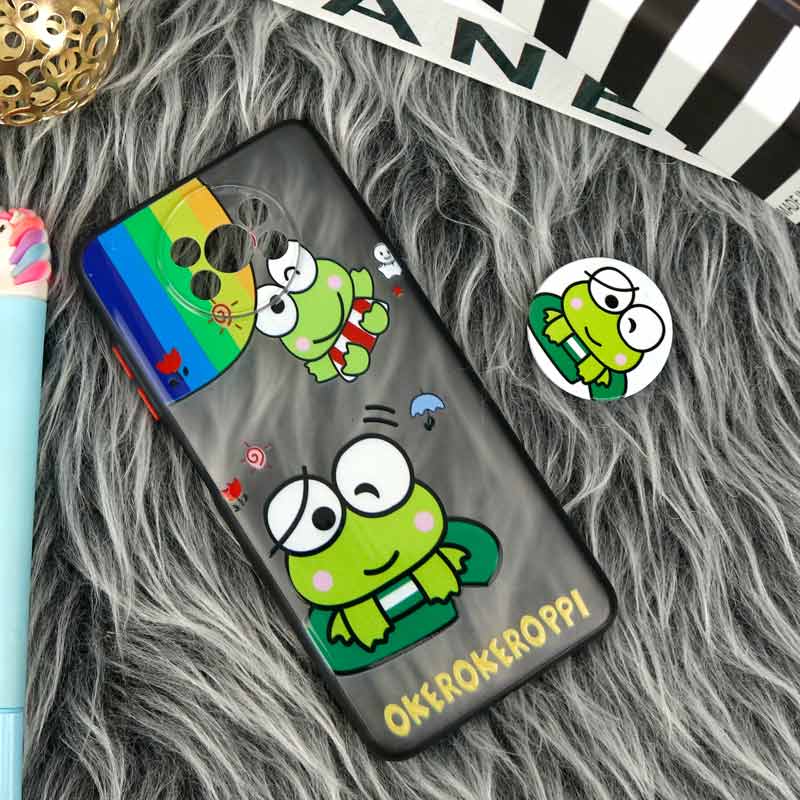 قاب PC مات فانتزی محافظ لنز دار + پاپ سوکت طرح قورباغه Xiaomi Poco X3