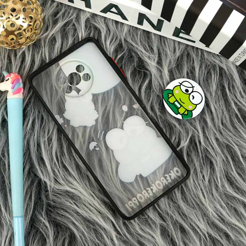 قاب PC مات فانتزی محافظ لنز دار + پاپ سوکت طرح قورباغه Xiaomi Poco X3