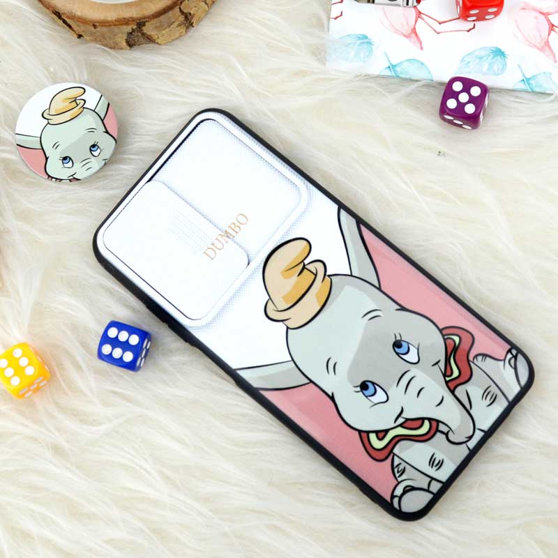 قاب طرحدار محافظ لنز دار کشویی + پاپ سوکت طرح فیلی شیائومی Redmi Note 10 / Note 10s
