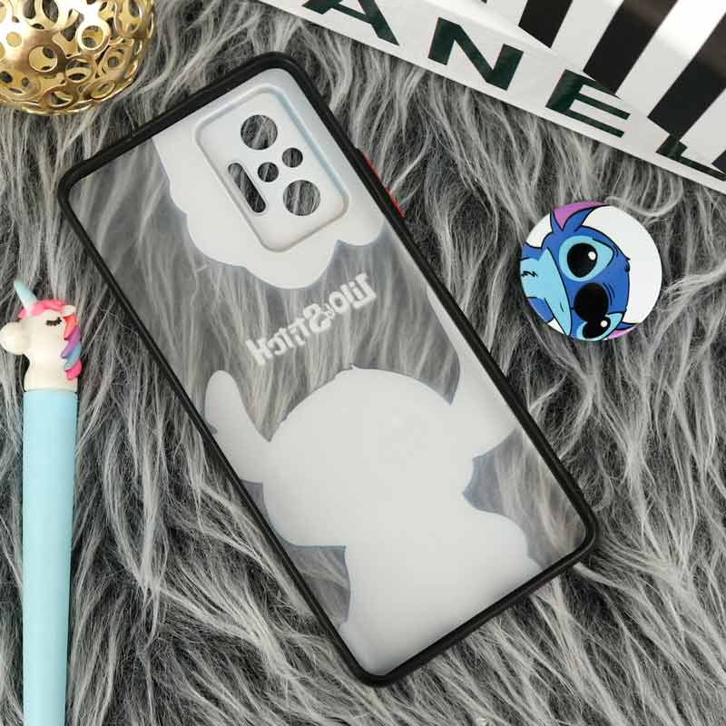 قاب PC مات فانتزی محافظ لنز دار + پاپ سوکت طرح استیچ Xiaomi Redmi Note 10 Pro