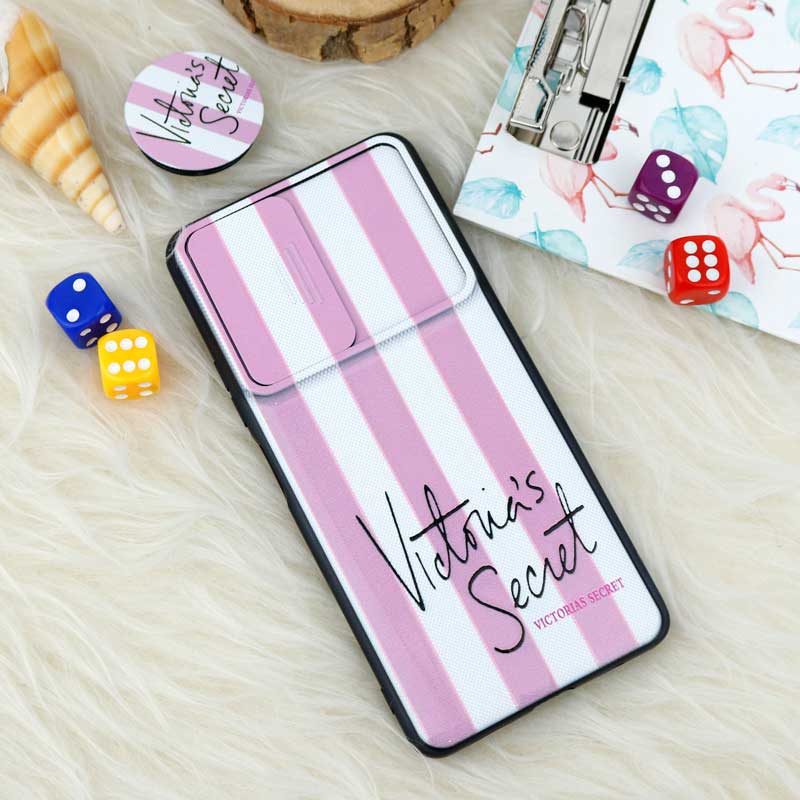 قاب طرحدار محافظ لنز دار کشویی + پاپ سوکت طرح ویکتوریا شیائومی Redmi Note 10 Pro