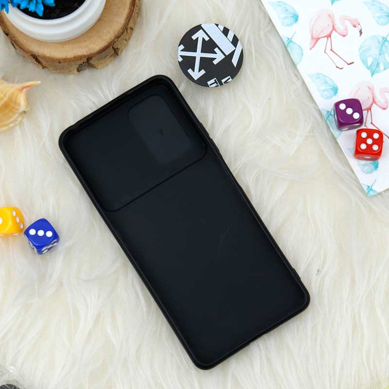 قاب طرحدار محافظ لنز دار کشویی + پاپ سوکت طرح Off White شیائومی Redmi Note 10 Pro