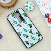 قاب طرحدار محافظ لنز دار کشویی + پاپ سوکت طرح کاکتوس شیائومی Redmi Note 8 Pro