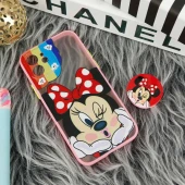 قاب PC آیفون iPhone 12 طرح میکی موس پشت مات پاپ سوکت دار محافظ لنزدار