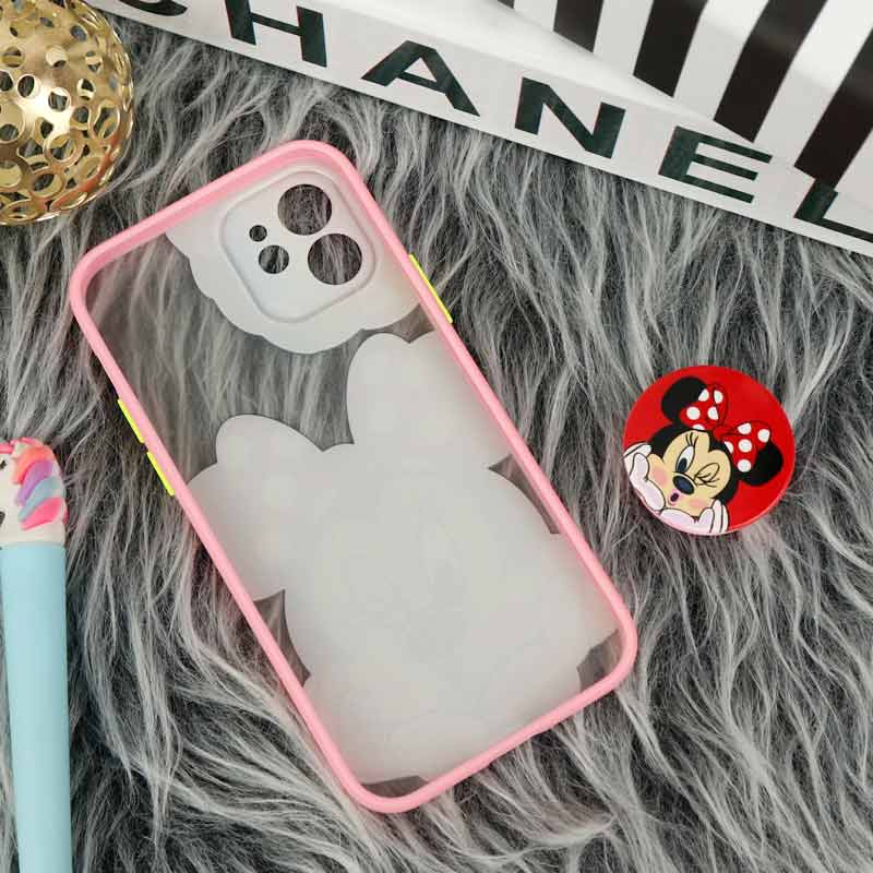قاب PC آیفون iPhone 12 طرح میکی موس پشت مات پاپ سوکت دار محافظ لنزدار