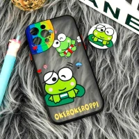 قاب PC مات فانتزی محافظ لنز دار + پاپ سوکت طرح قورباغه iPhone 12 Pro