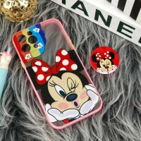 قاب PC مات فانتزی محافظ لنز دار + پاپ سوکت طرح میکی موس iPhone 12 Pro