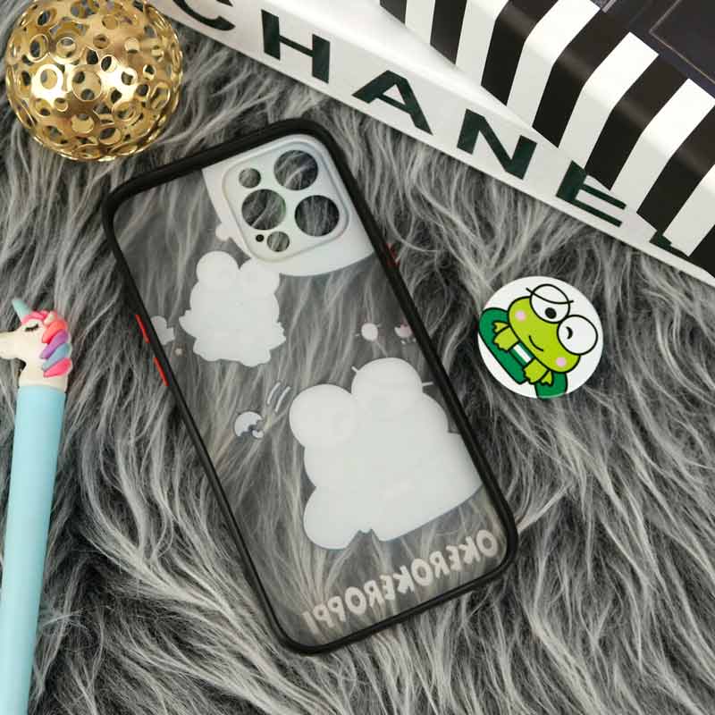 قاب PC آیفون iPhone 12 Pro Max طرح قورباغه پشت مات پاپ سوکت دار محافظ لنزدار