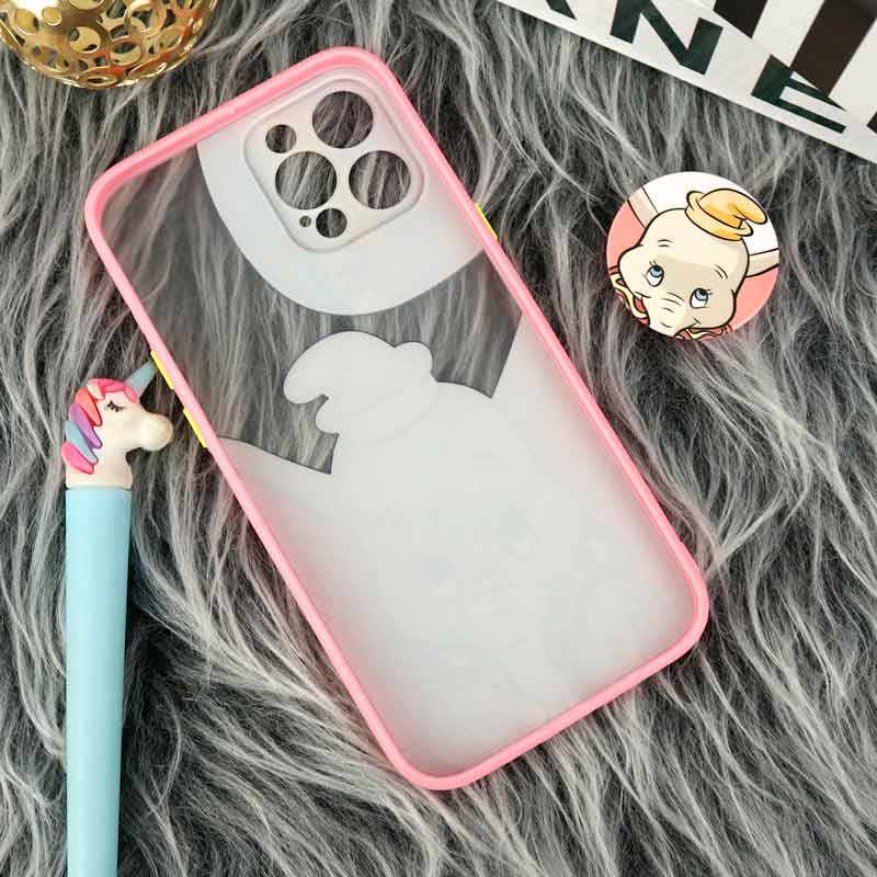 قاب PC مات فانتزی محافظ لنز دار + پاپ سوکت طرح دامبو iPhone 12 Pro Max
