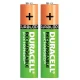 باتری دوتایی نیم قلم شارژی Duracell Recharge Ultra 1.2V AAA