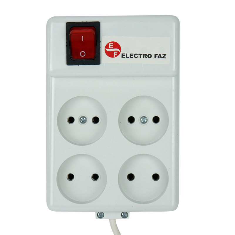 چند راهی 4 خانه برق الکترو فاز Electro Faz با کابل 3 متری شرینک