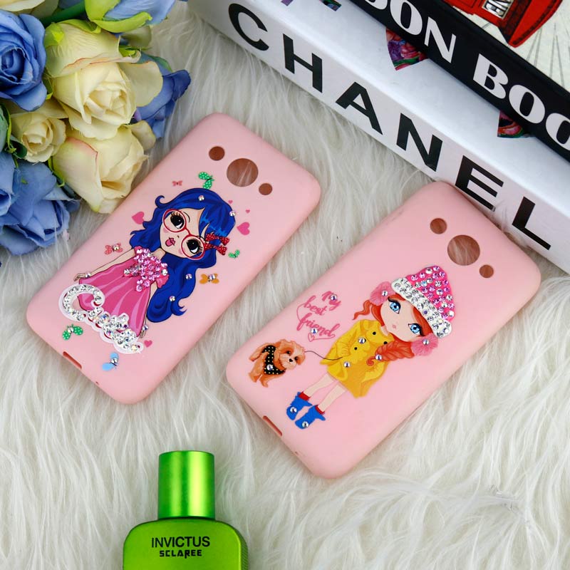 قاب نگین دار صورتی Huawei Y3 2017