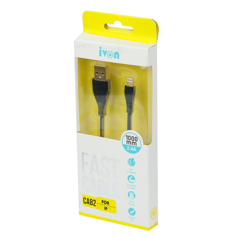 کابل آیفونی فست شارژ Ivon CA82 2.4A 1m