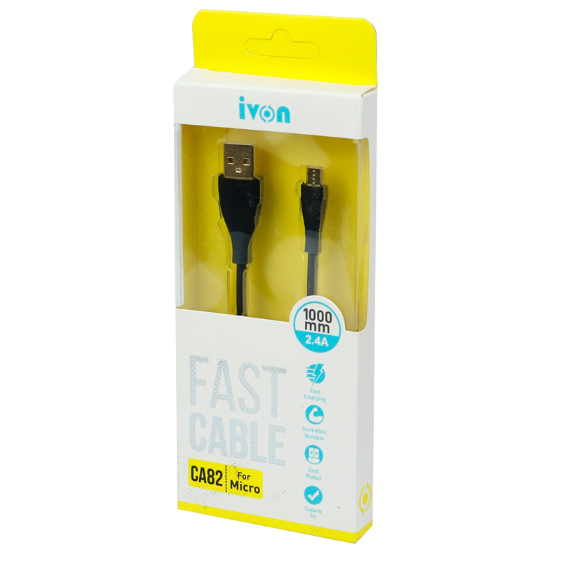 کابل میکرو یو اس بی فست شارژ Ivon CA82 2.4A 1m