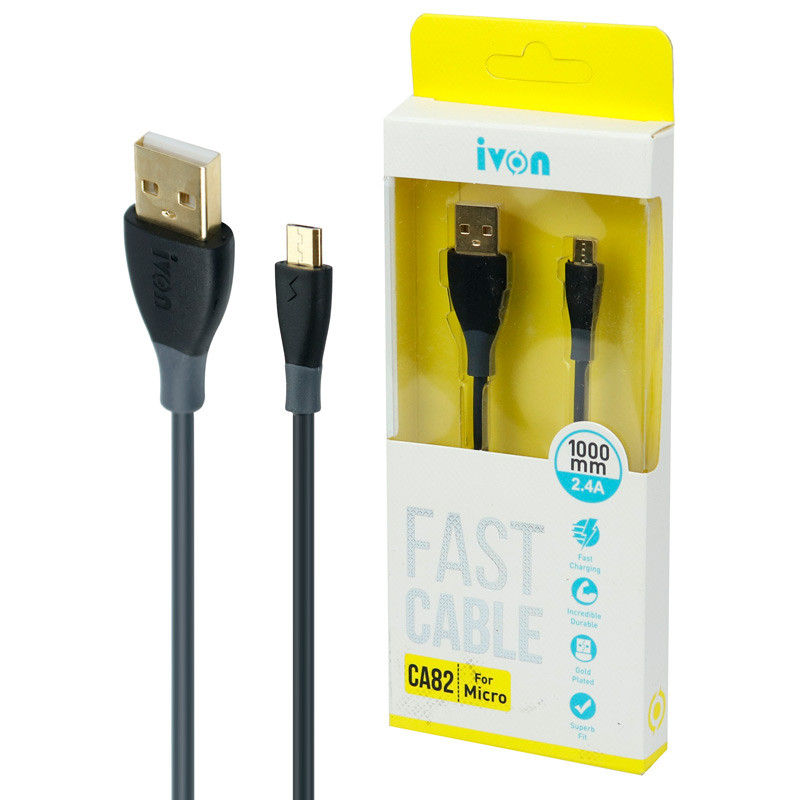 کابل میکرو یو اس بی فست شارژ Ivon CA82 2.4A 1m