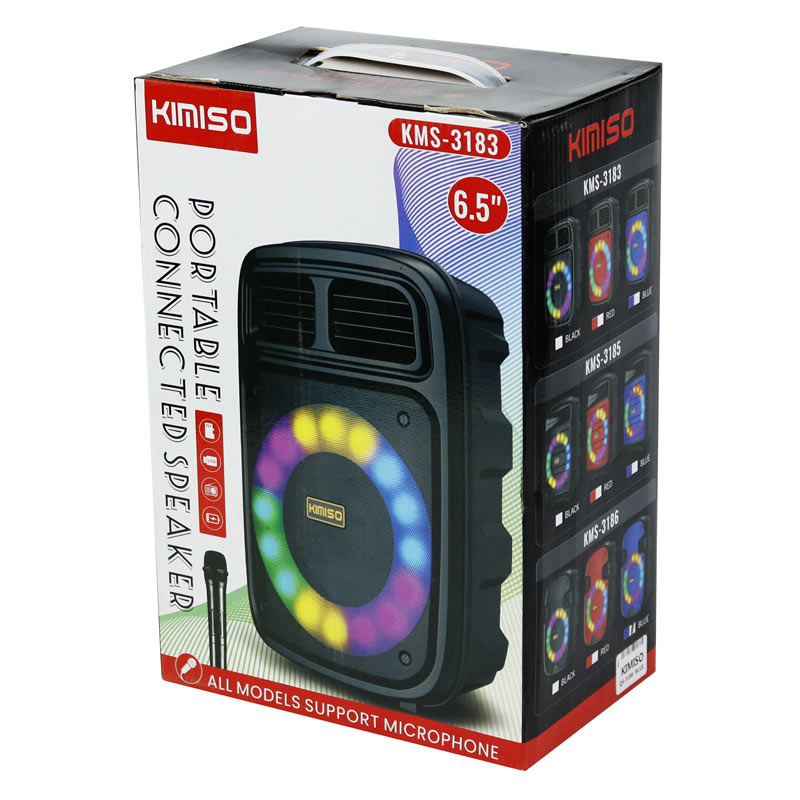 اسپیکر چمدانی بلوتوثی رم و فلش خور Kimiso KMS-3186 + میکروفون
