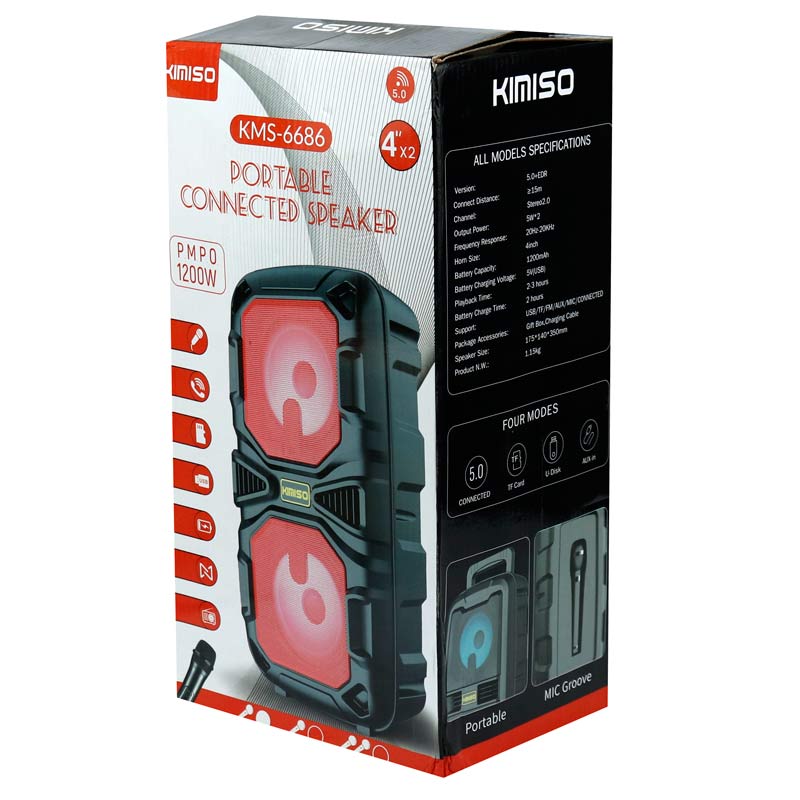 اسپیکر چمدانی بلوتوثی رم و فلش خور Kimiso KMS-6685 + میکروفون