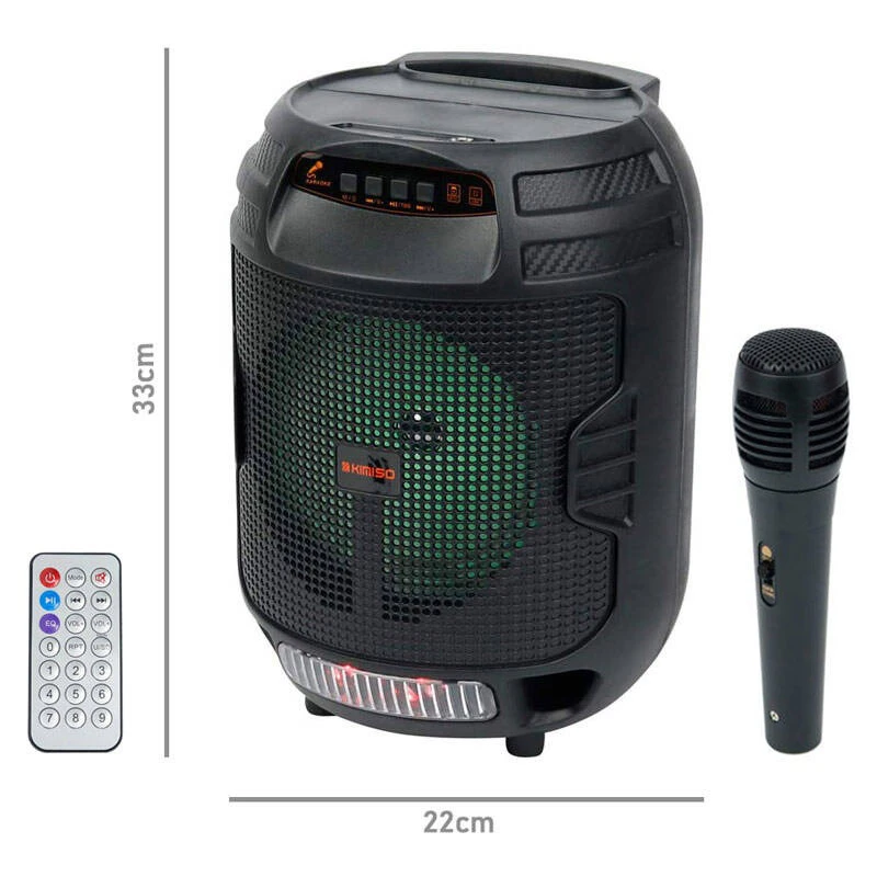 اسپیکر چمدانی بلوتوثی رم و فلش خور Kimiso QS-3609 + میکروفون و ریموت کنترل